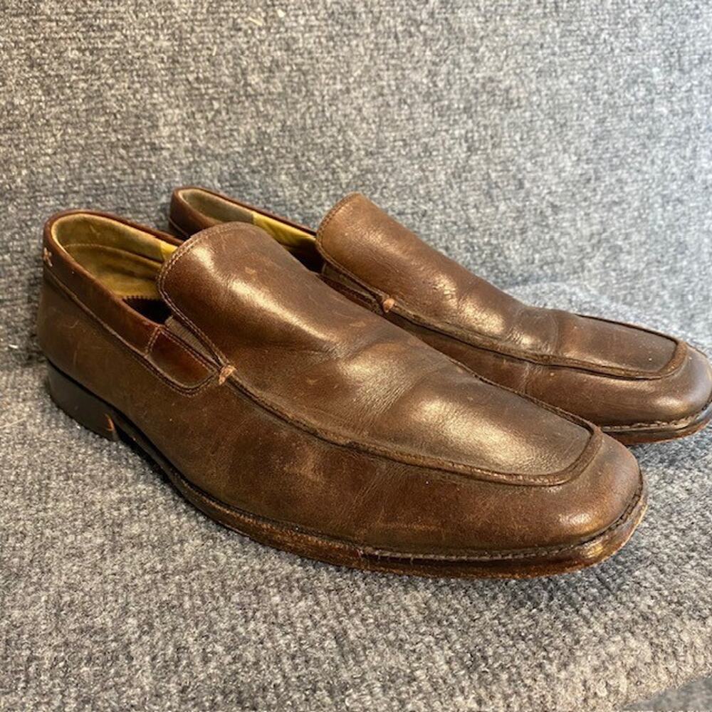 Gordon Rush Marlow Brown Leather Slip On Loafers Dress Shoes Mens 9.5 Square Toe